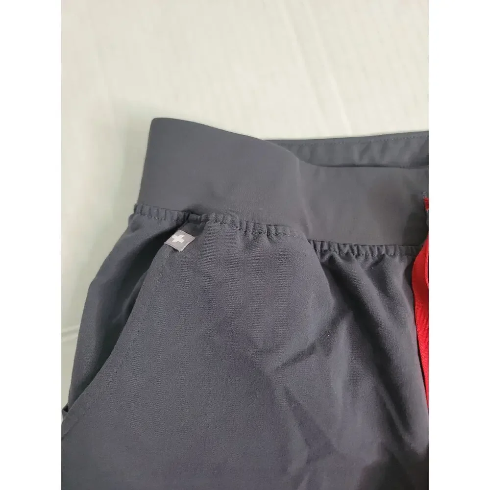 Figs Zamora Gray Joggers with Red Drawstring Sz Large Womens